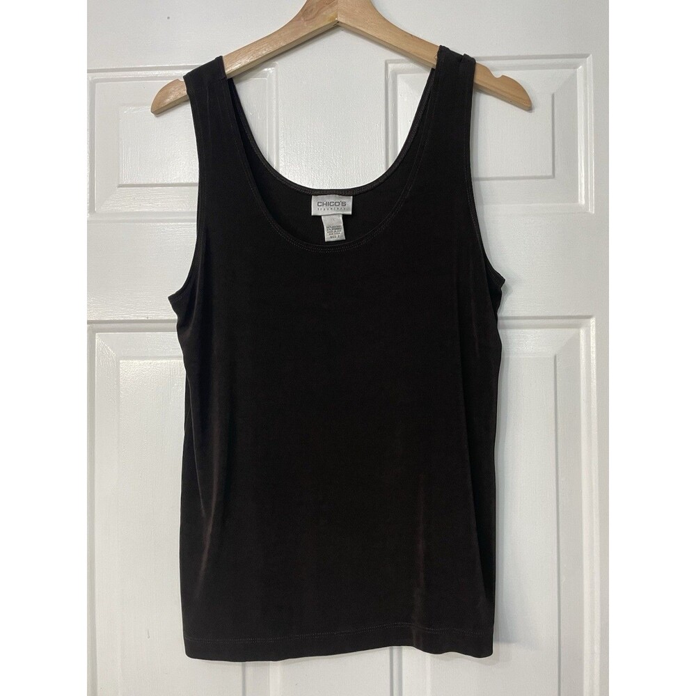 Chicos Travelers Dark Brown Sleeveless Tank Top Size Large 2 Capsule Slinky